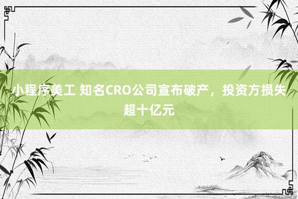 小程序美工 知名CRO公司宣布破产，投资方损失超十亿元