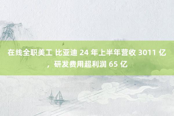 在线全职美工 比亚迪 24 年上半年营收 3011 亿，研发费用超利润 65 亿